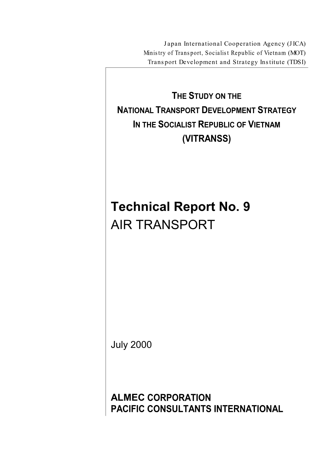 Technical Report No. 9 AIR TRANSPORT