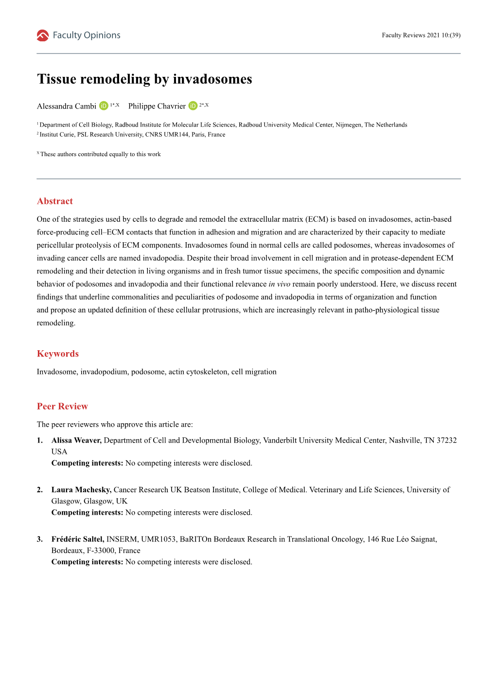 Tissue Remodeling by Invadosomes