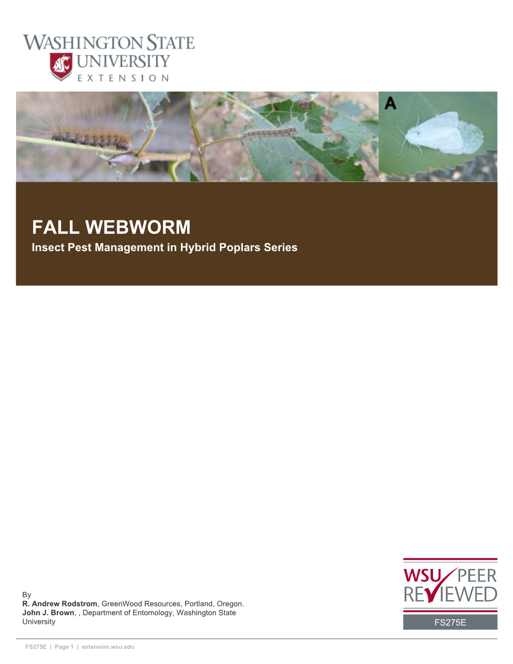 FALL WEBWORM Insect Pest Management in Hybrid Poplars Series