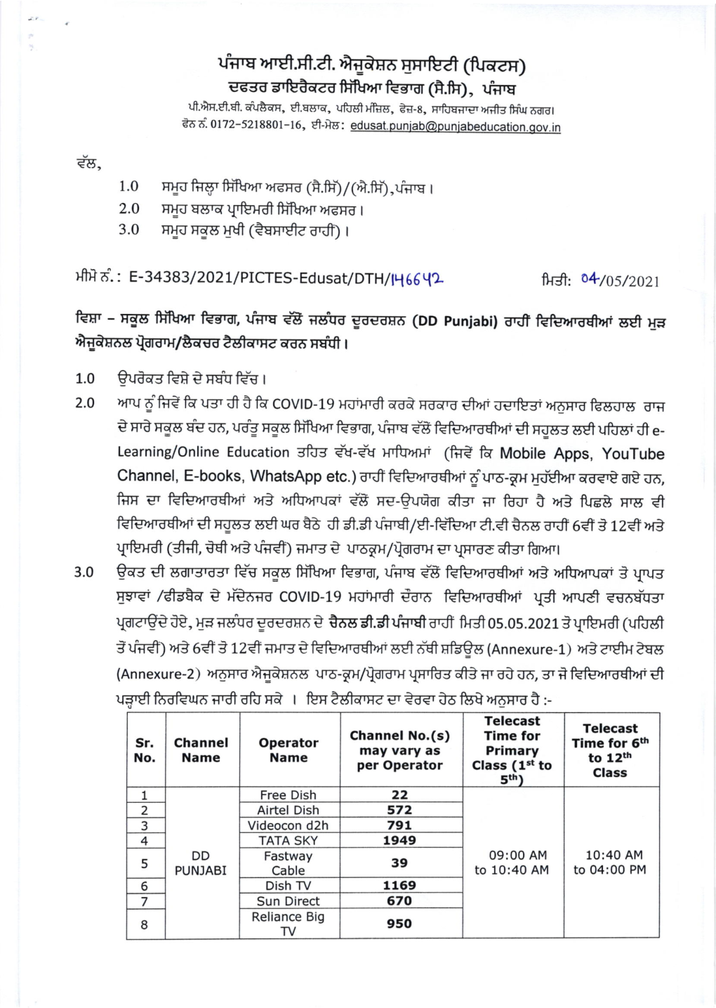 Lectures for Students Through DD Punjabi