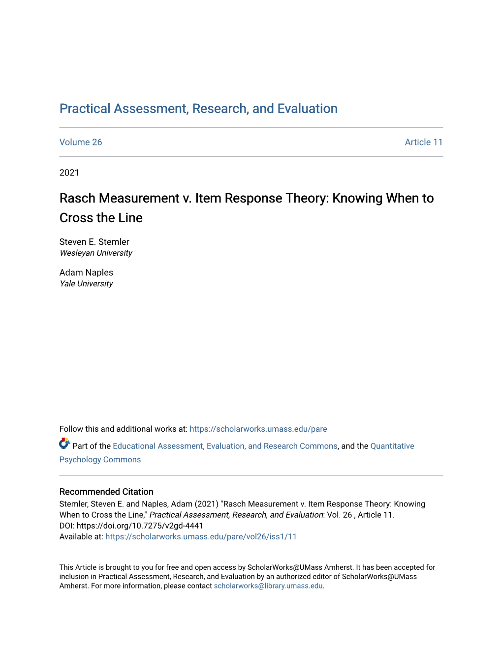 Rasch Measurement V. Item Response Theory: Knowing When to Cross the Line