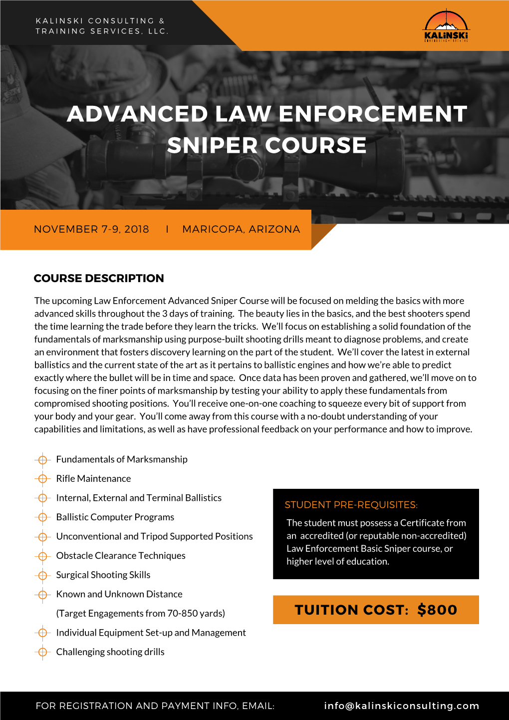 Advanced Law Enforcement Sniper Course