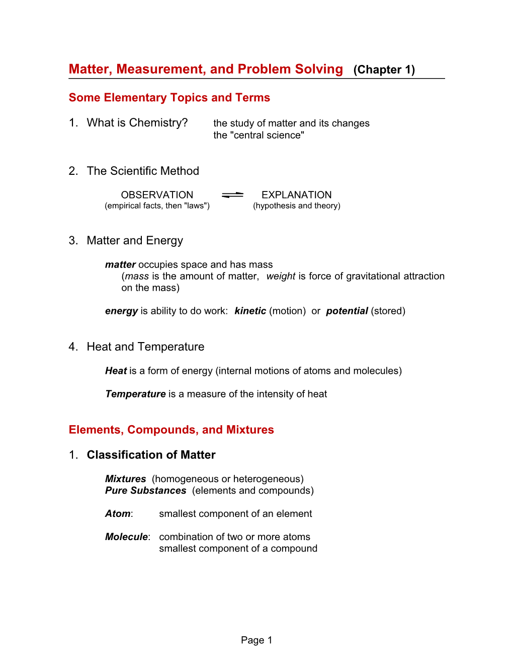 Matter, Measurement, and Problem Solving (Chapter 1)