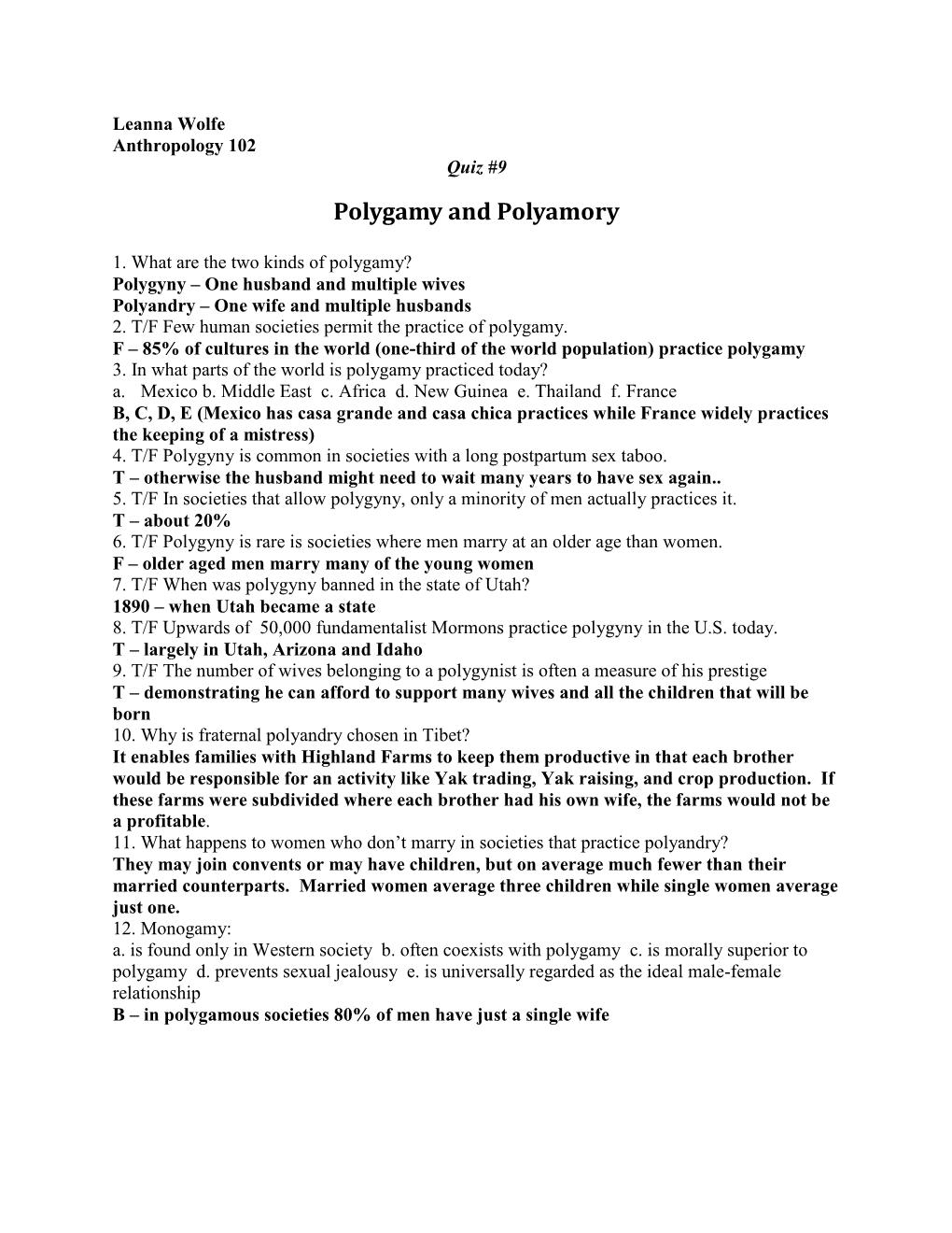 Polygamy and Polyamory