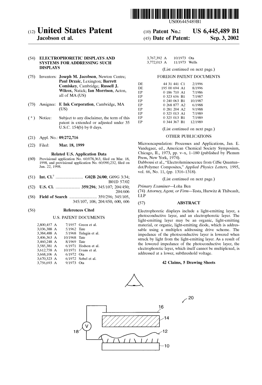 (12) United States Patent (10) Patent No.: US 6,445,489 B1 Jacobson Et Al