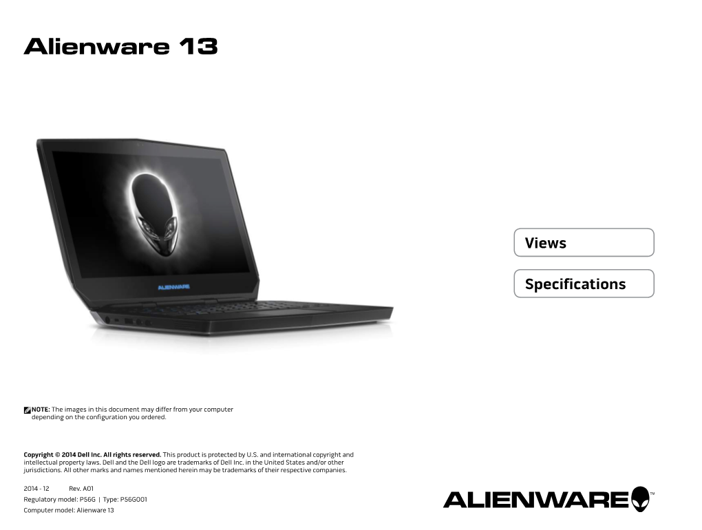 Alienware 13 Specifications Views