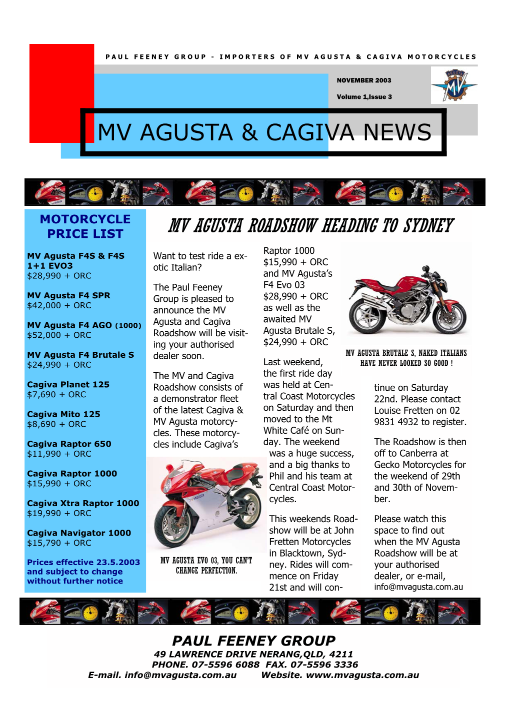 MV & CAGIVA NEWS NOVEMBER.Pub