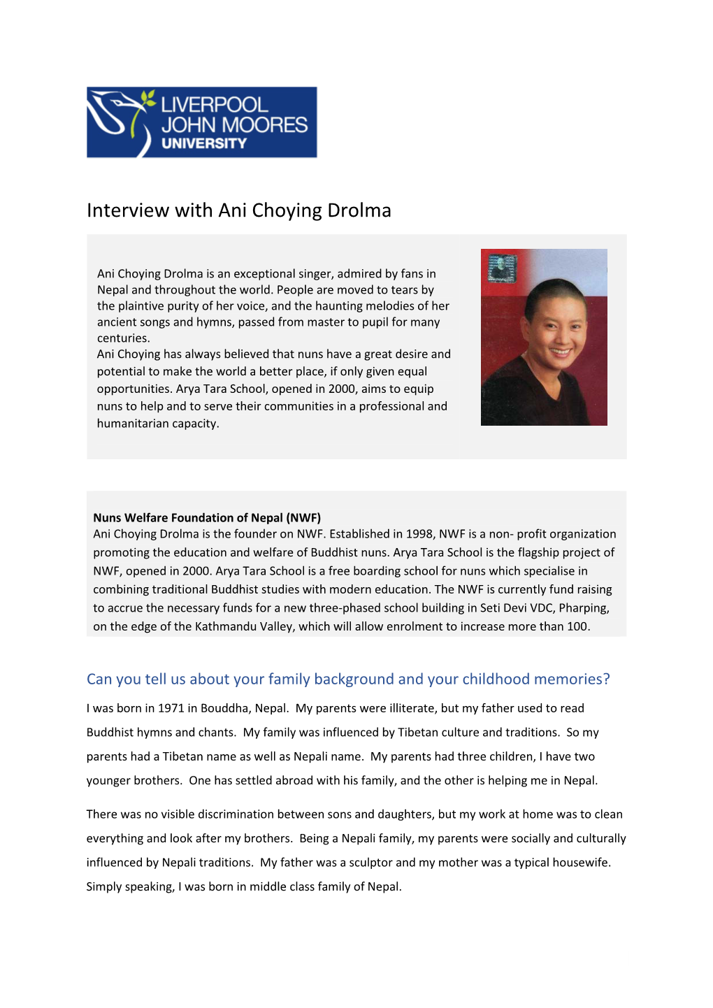 Interview with Ani Choying Drolma