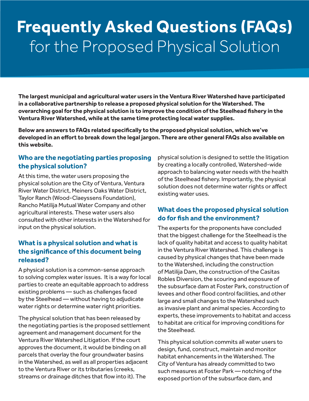 (Faqs) for the Proposed Physical Solution