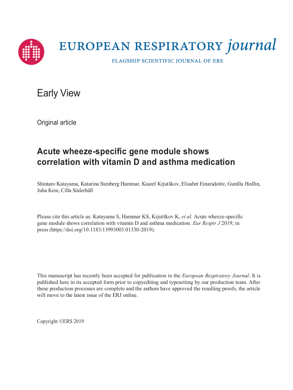 Acute Wheeze-Specific Gene Module Shows Correlation with Vitamin D and Asthma Medication