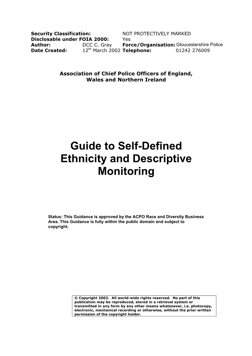 Guide to Self-Defined Ethnicity and Descriptive Monitoring