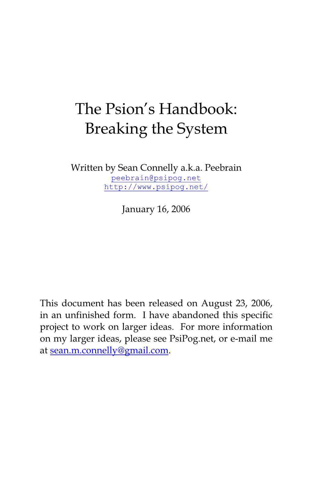 The Psion's Handbook