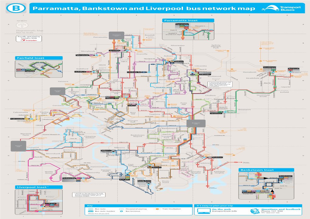 Parramatta, Bankstown and Liverpool Bus Network Map