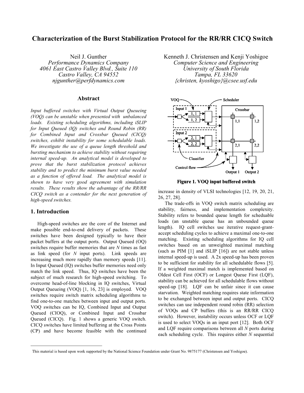 Characterization of the Burst Stabilization Protocol for the RR/RR CICQ Switch