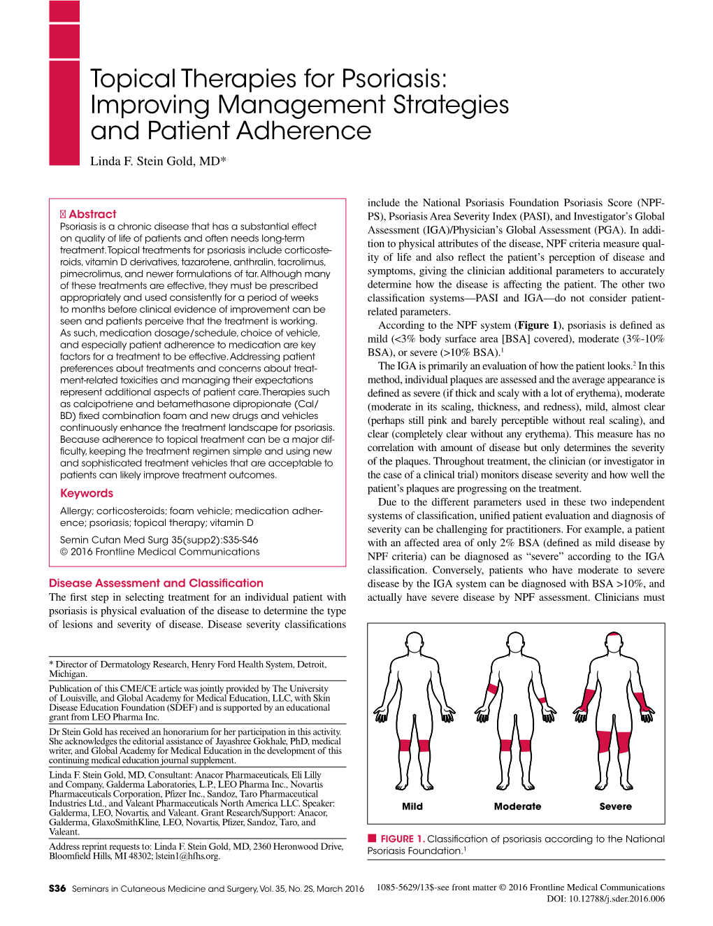 Topical Therapies for Psoriasis: Improving Management Strategies and Patient Adherence Linda F