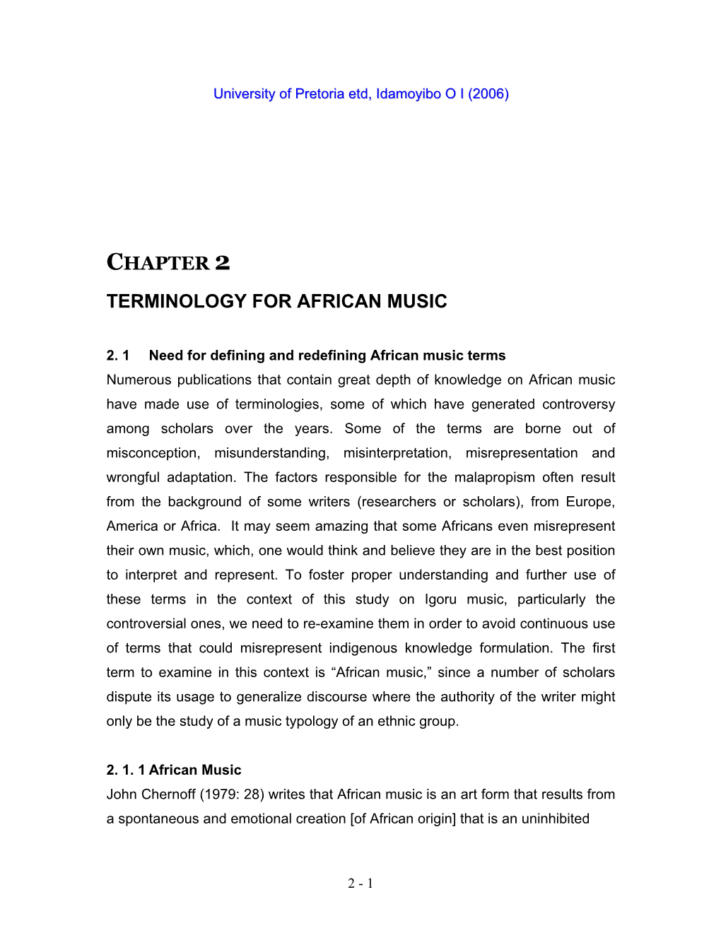 Chapter 2 Terminology for African Music