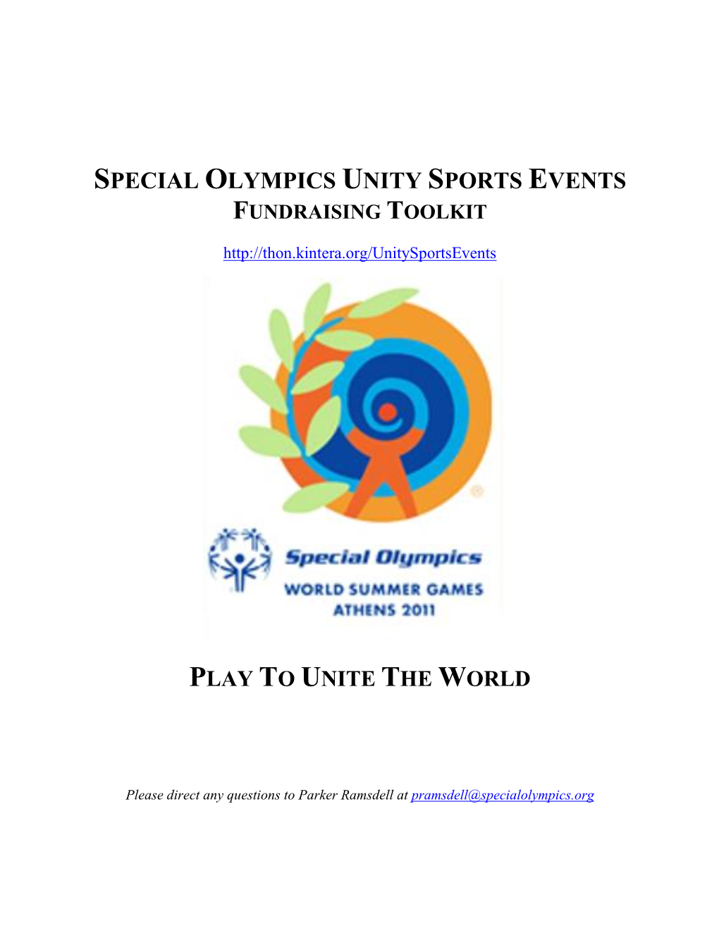 Special Olympics Unity Sports Events Fundraising Toolkit