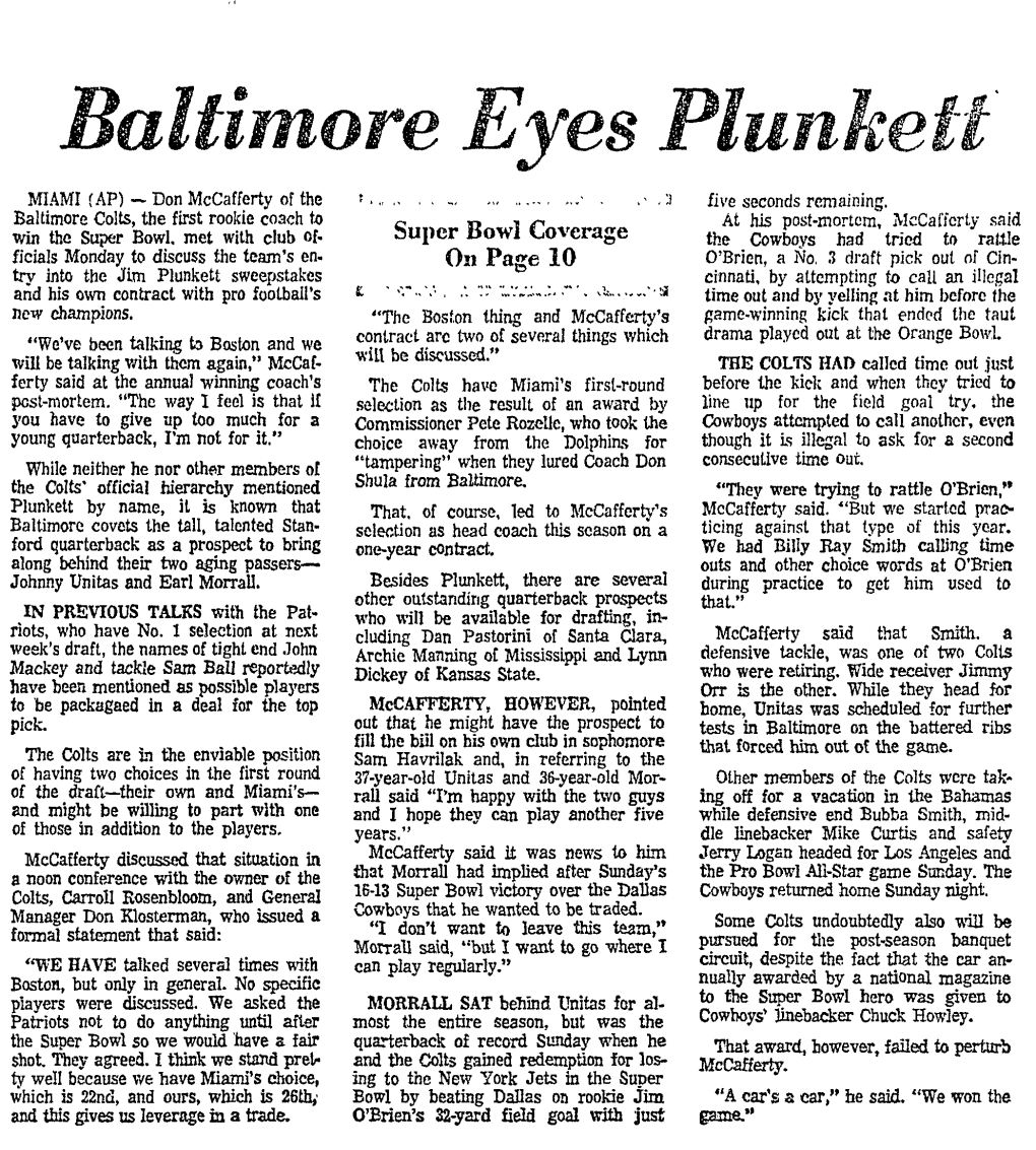 Baltimore Eyes Plunkettett