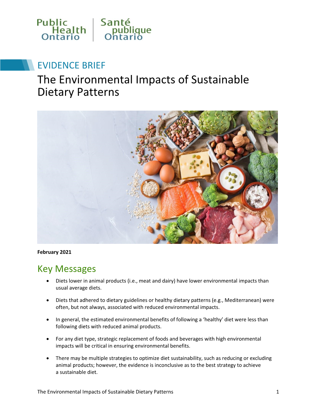 The Environmental Impacts of Sustainable Dietary Patterns