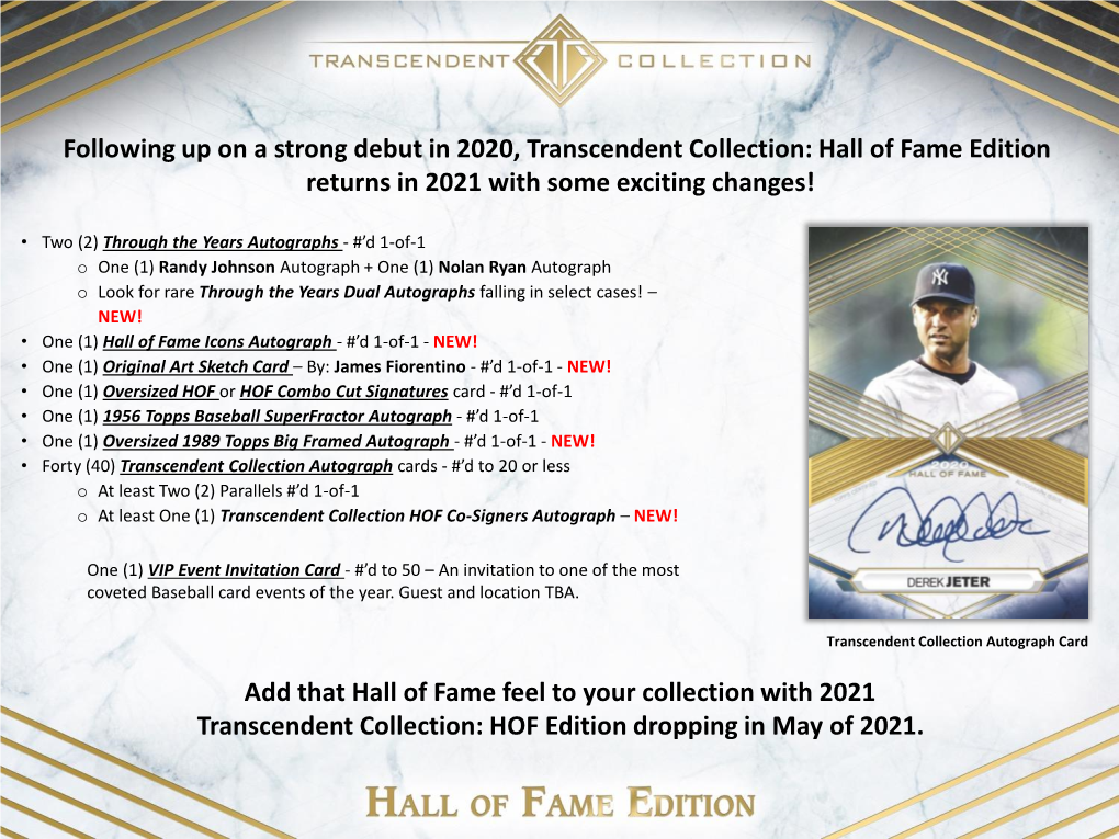 2021 Topps Baseball Transcendent Collection Hall of Fame