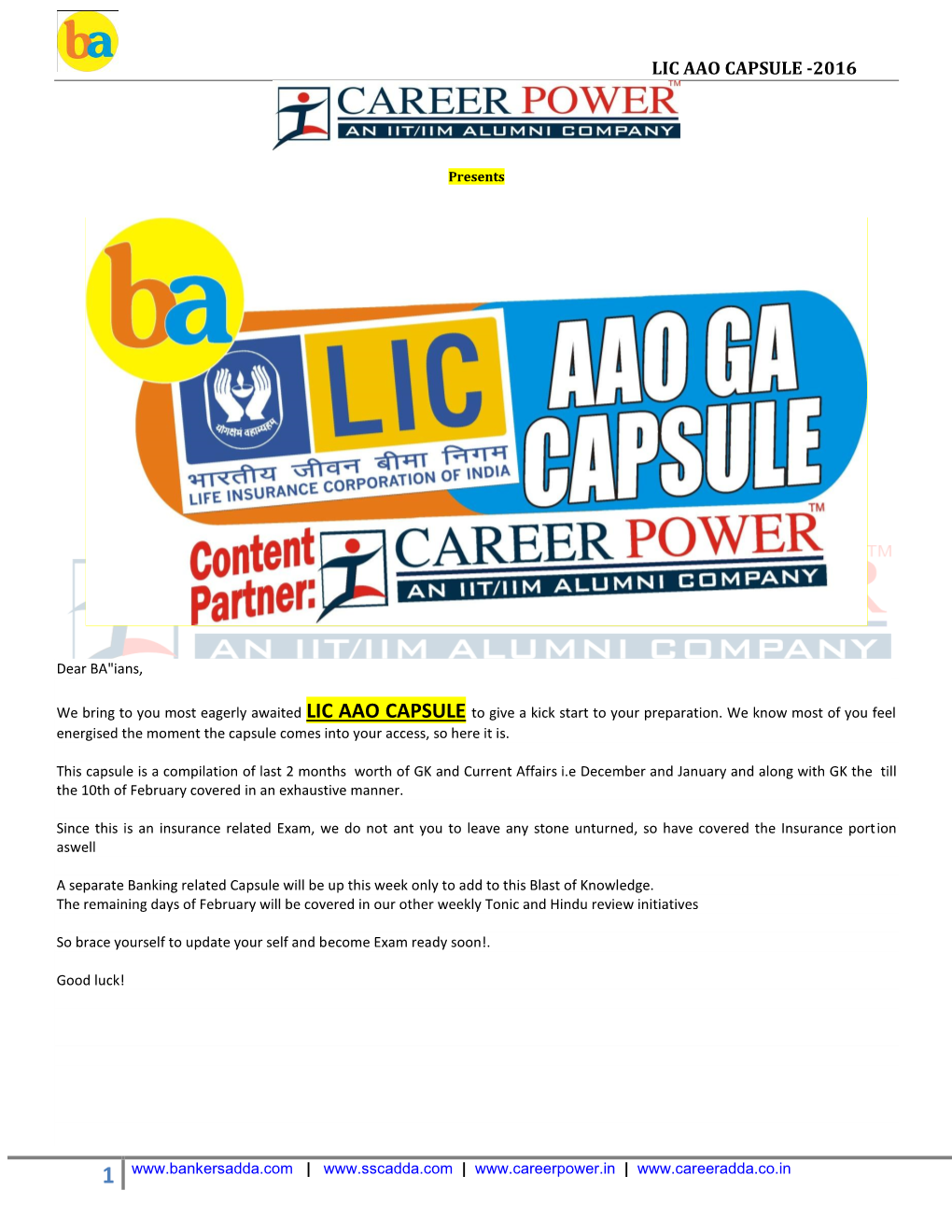 Lic Aao Capsule -2016