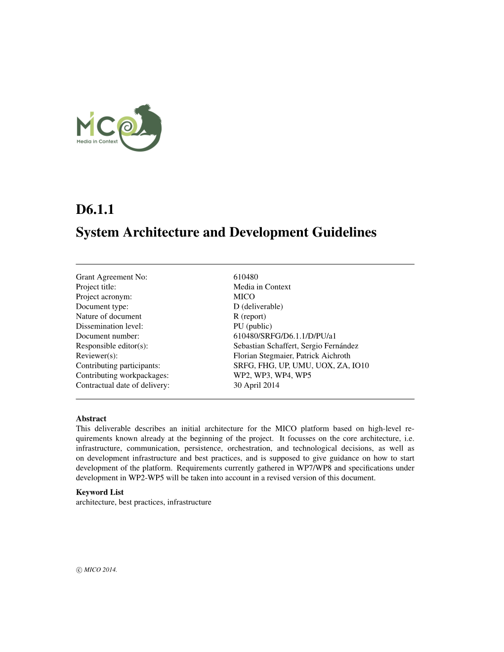 D6.1.1 System Architecture and Development Guidelines