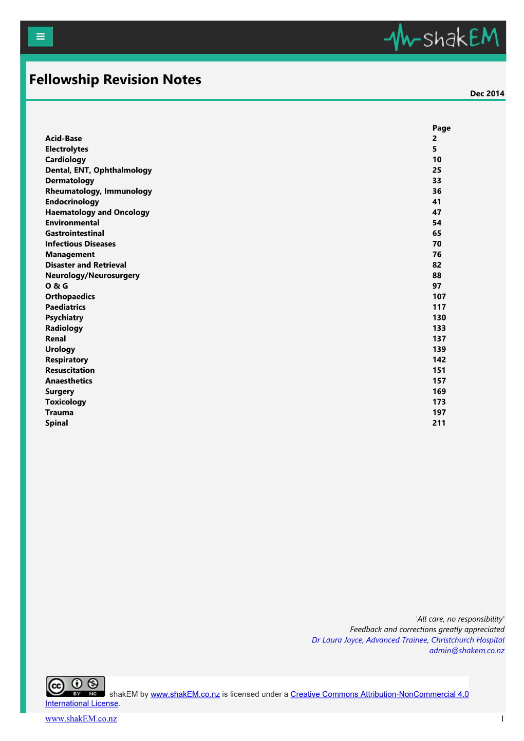 Fellowship Revision Notes Dec 2014