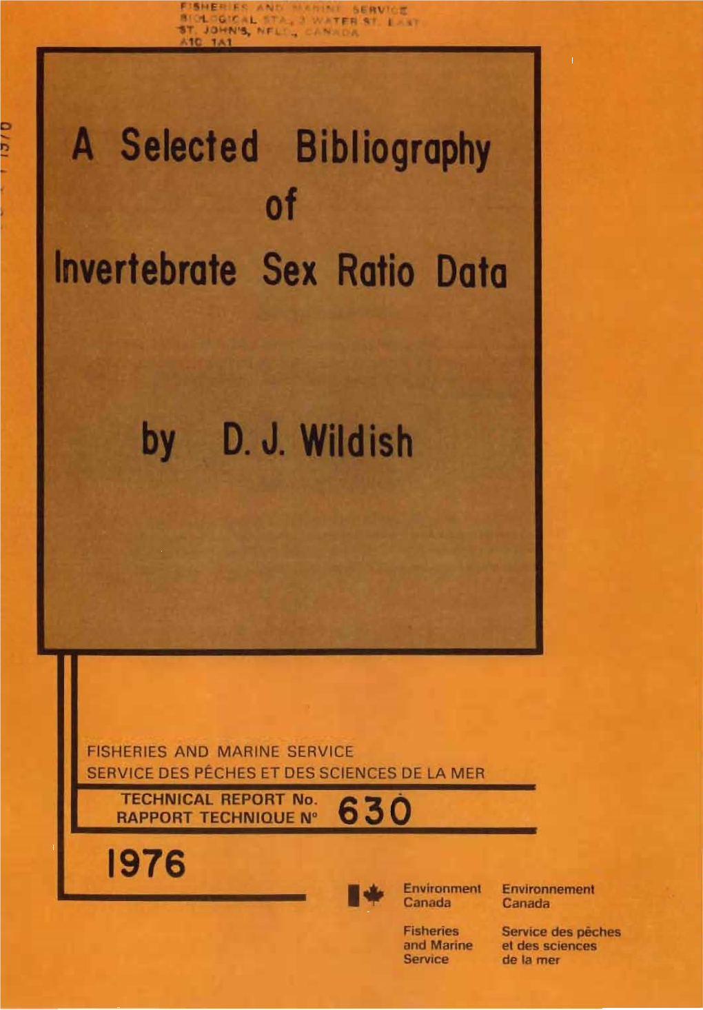 A Selected Bibliography of Invertebrate Sex Ratio Data