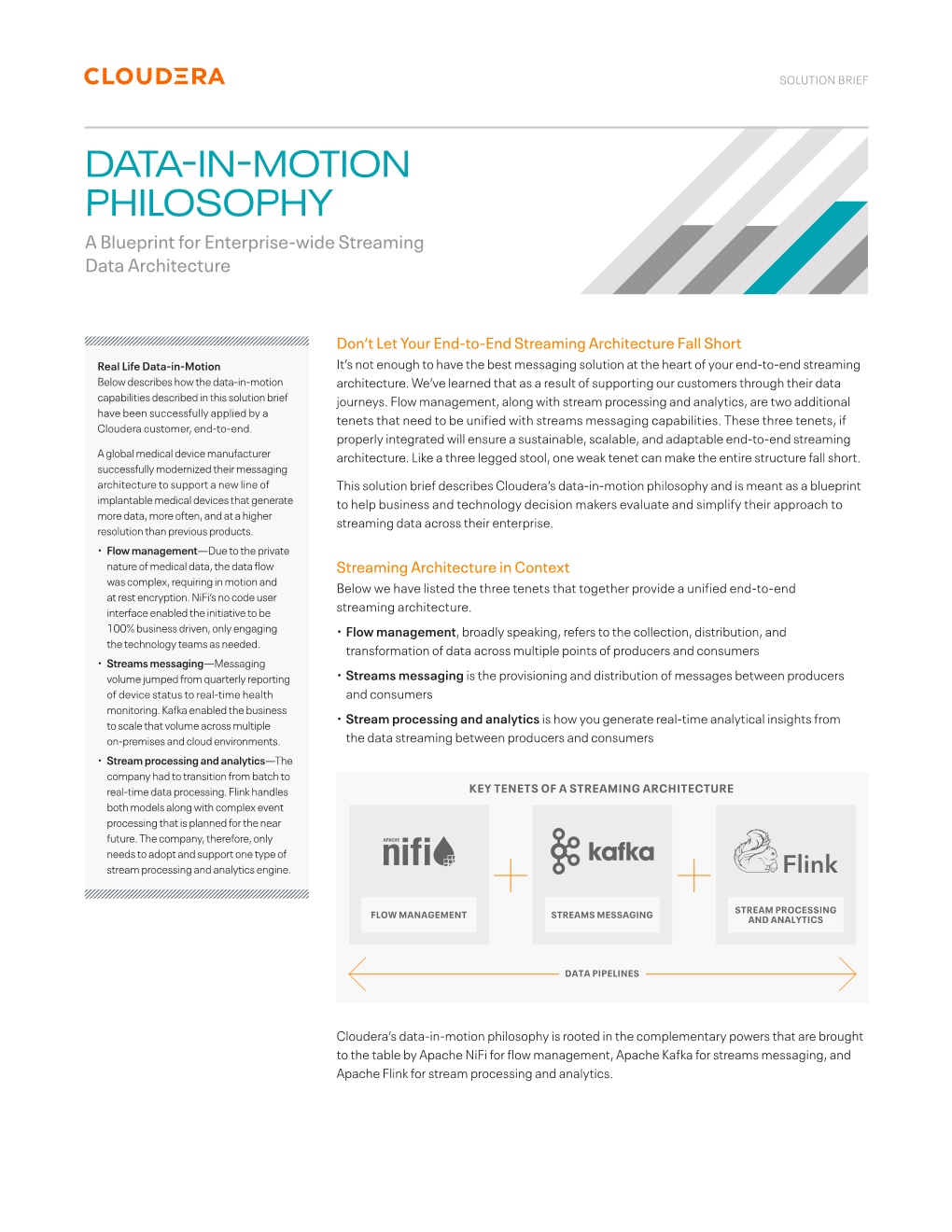 DATA-IN-MOTION PHILOSOPHY a Blueprint for Enterprise-Wide Streaming Data Architecture