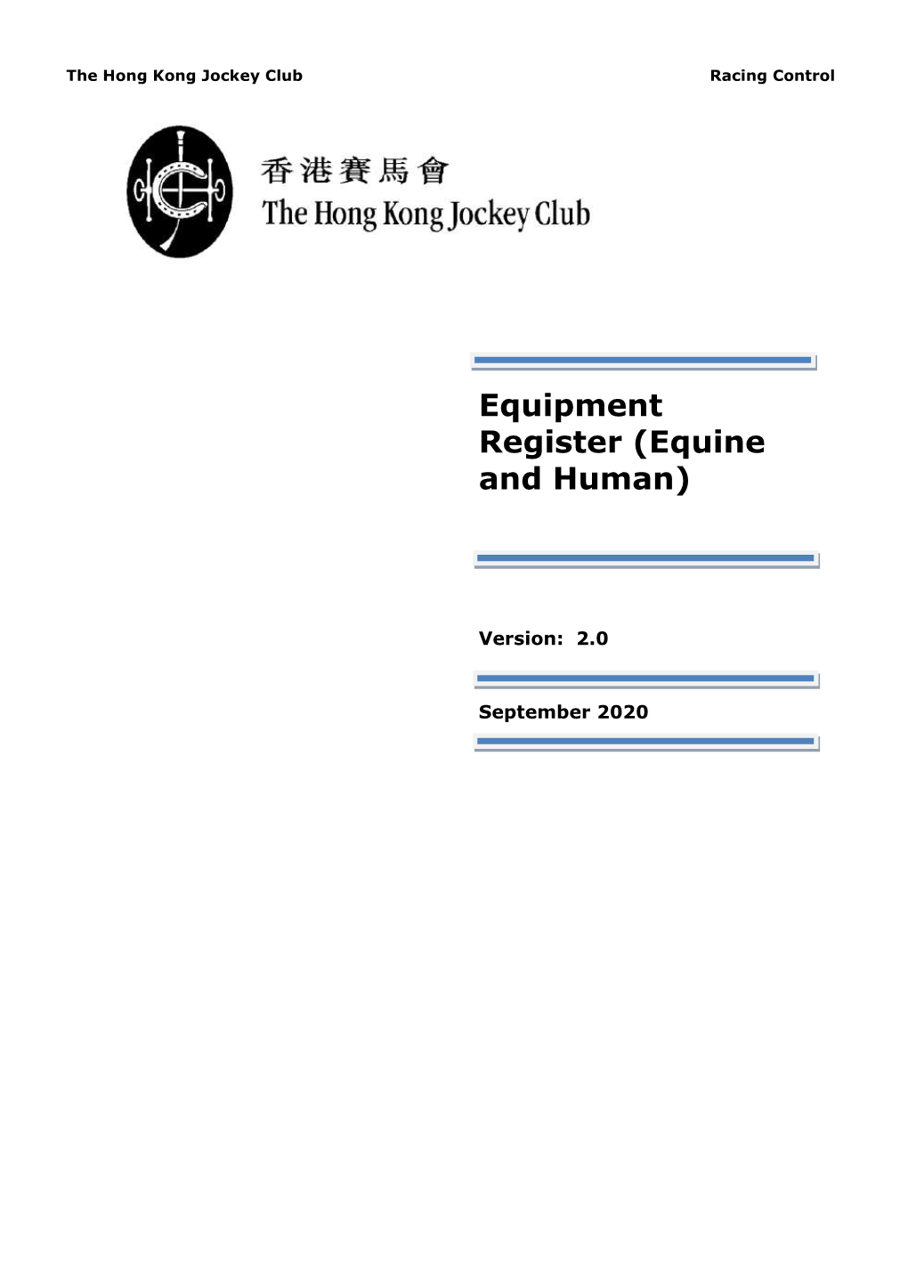 Download Full Version "Equipment Register (Equine and Human) Of