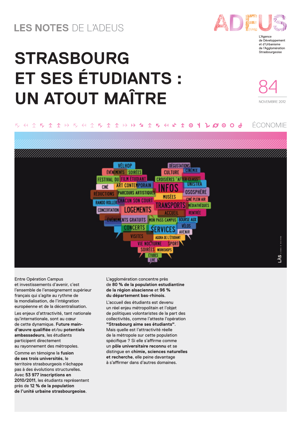 Strasbourg Et Ses Étudiants : 84 Un Atout Maître NOVEMBRE 2012