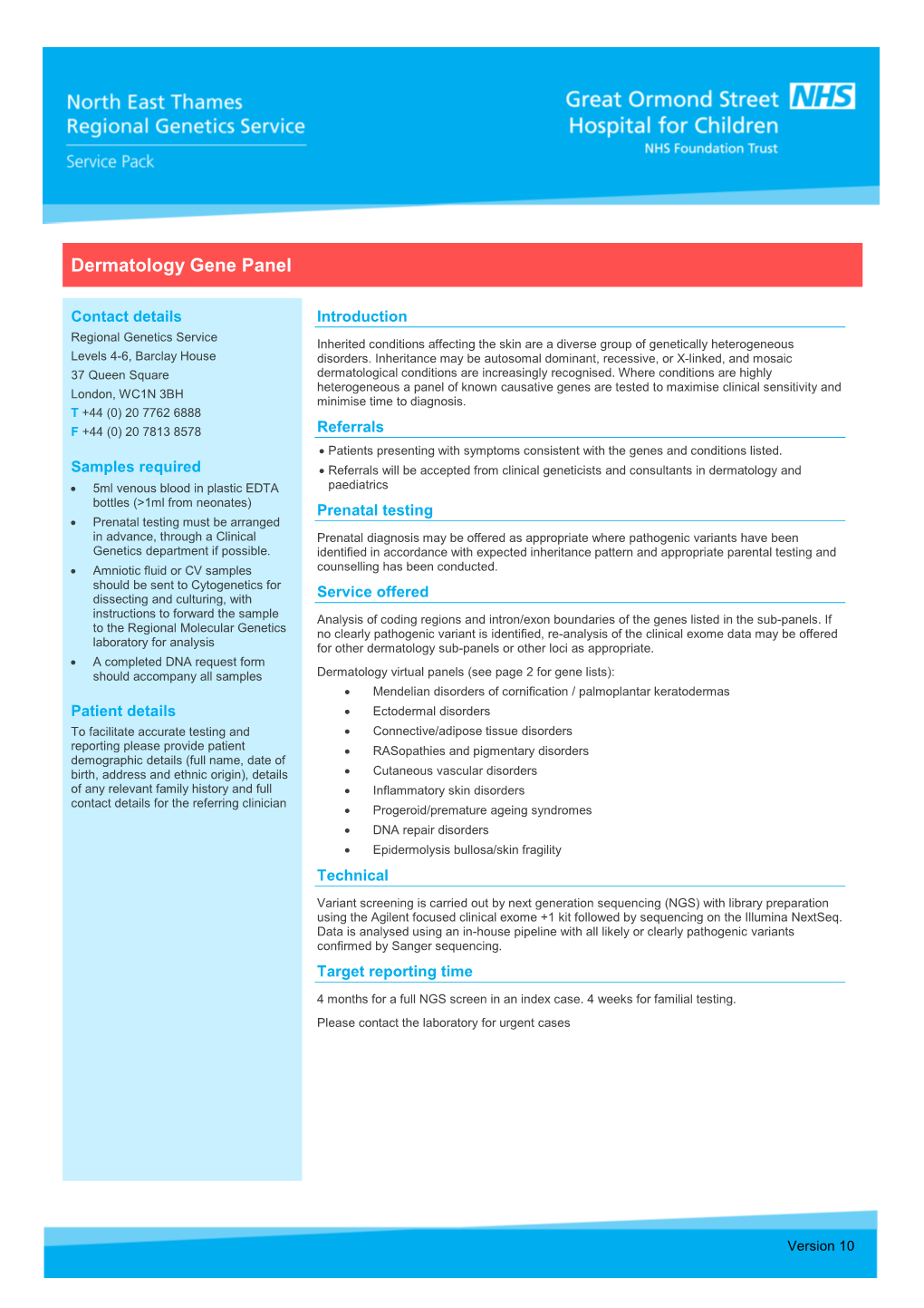 Dermatology Gene Panel