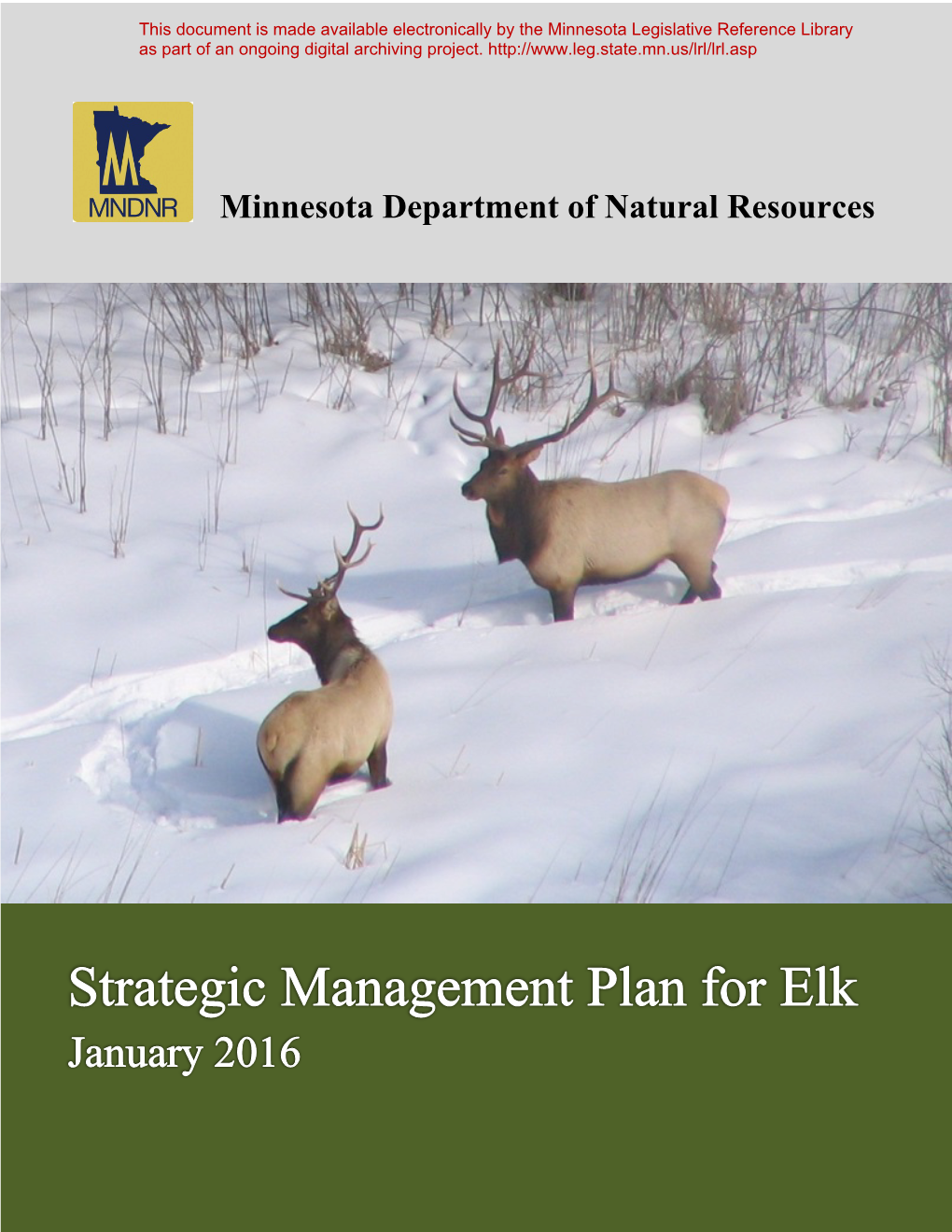Strategic Elk Management Plan 2016