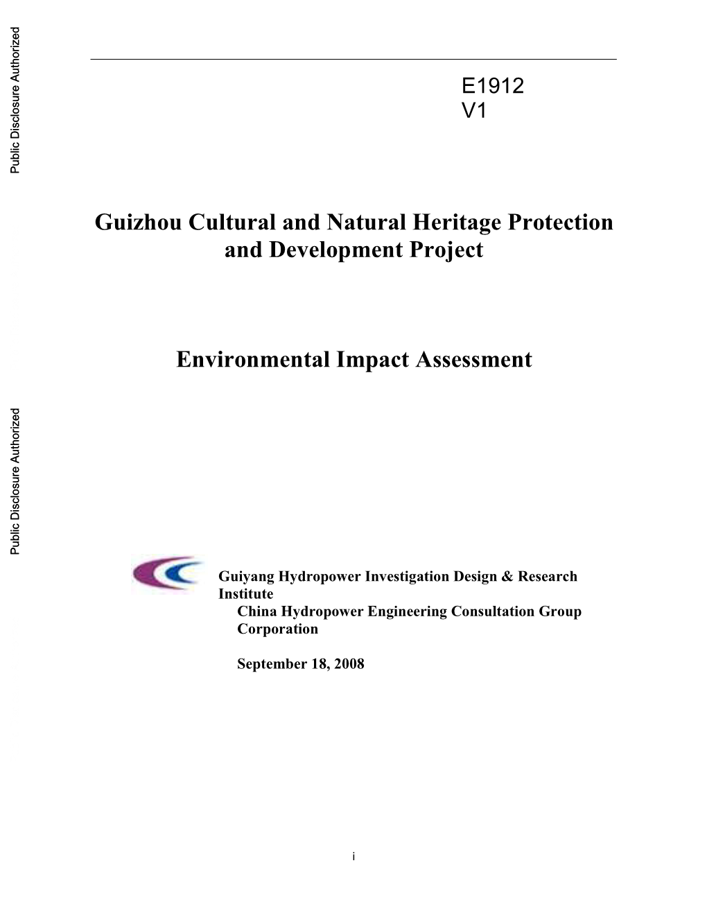 Guizhou Cultural and Natural Heritage Protection and Development Project