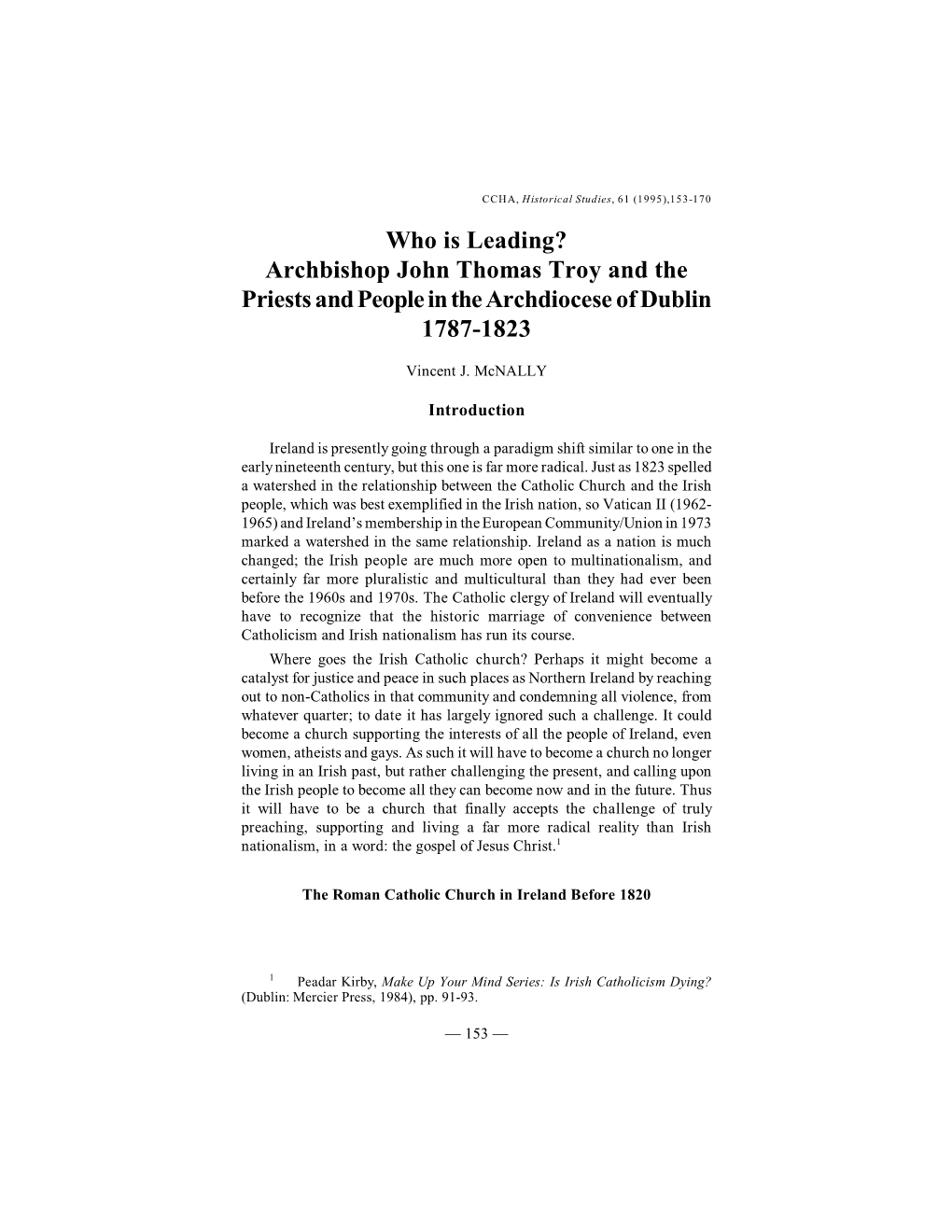 Archbishop John Thomas Troy and the Priests and People in the Archdiocese of Dublin 1787-1823