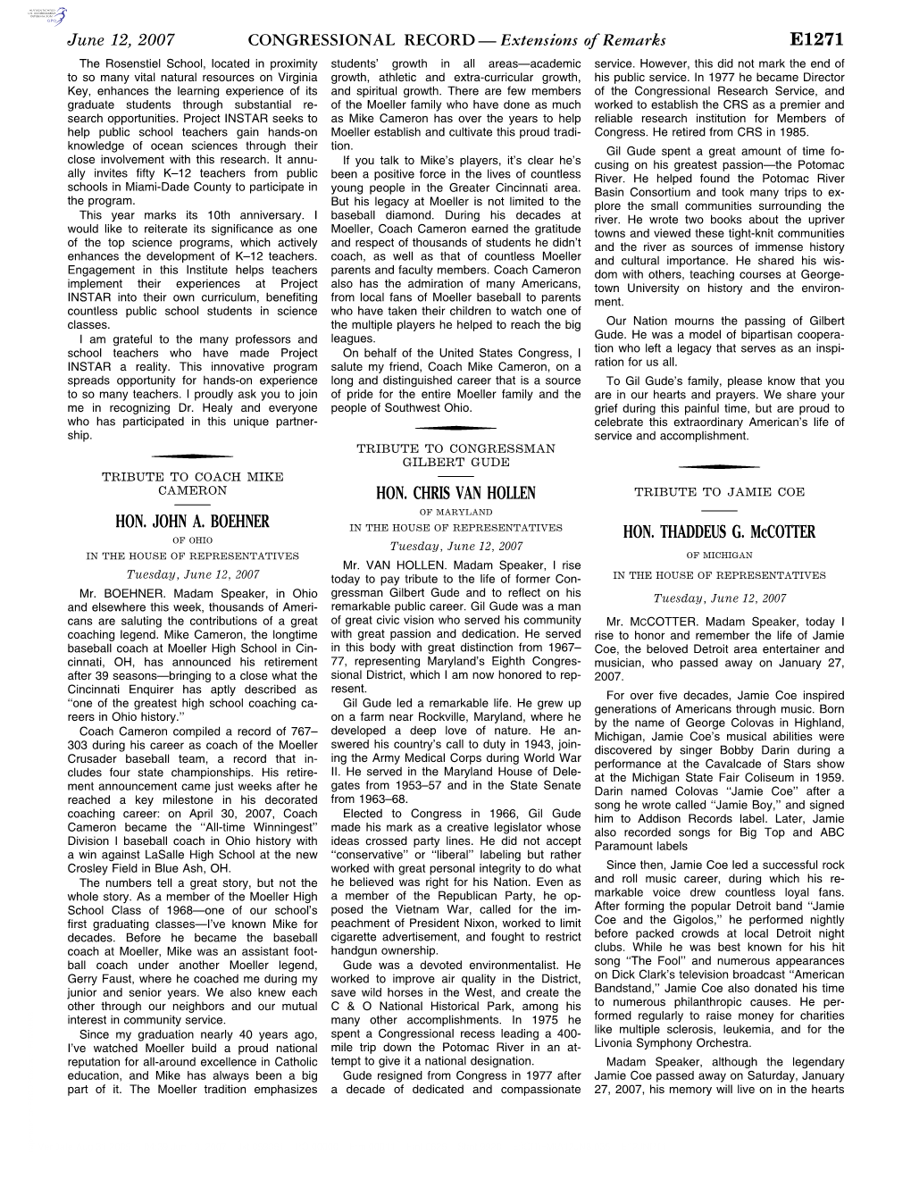 CONGRESSIONAL RECORD— Extensions of Remarks E1271 HON