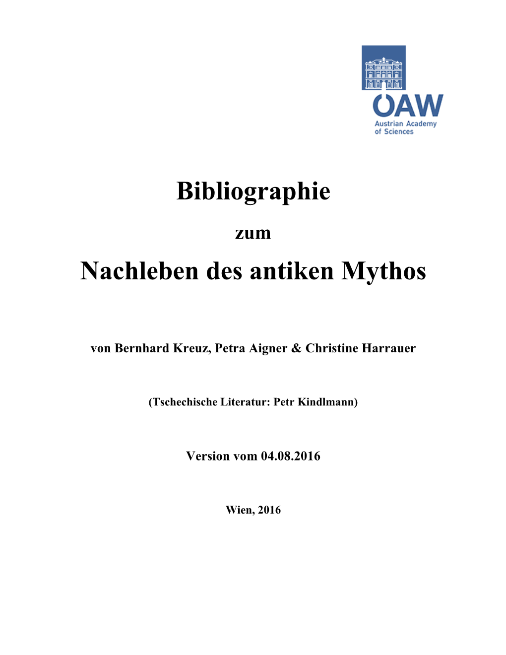 Bibliographie Zum Nachleben Des Antiken Mythos