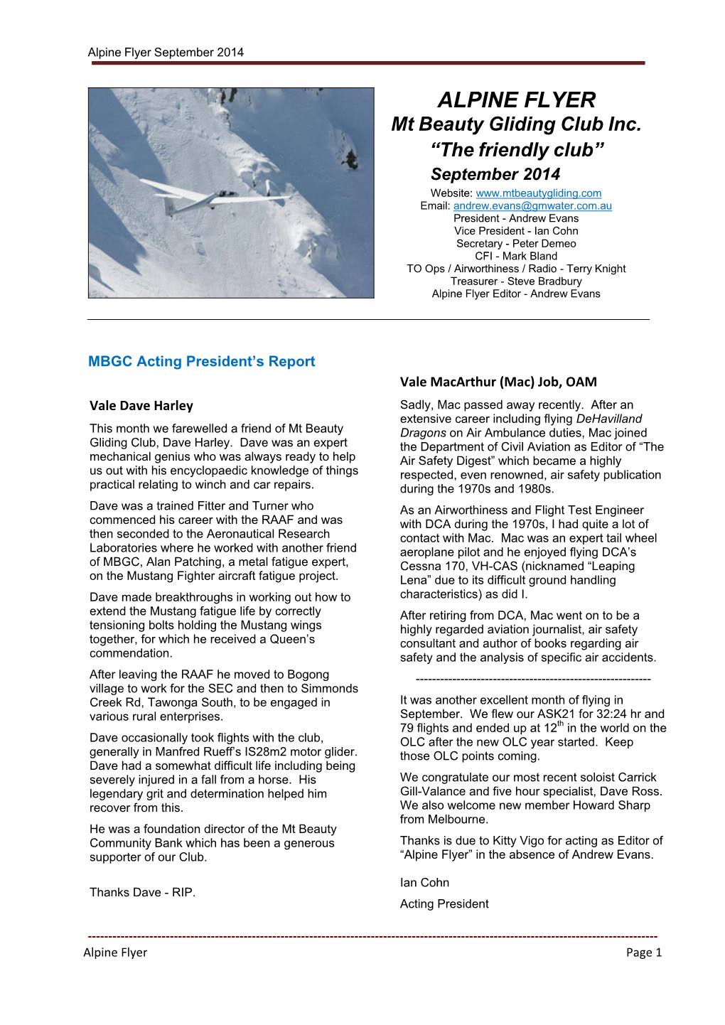 Alpine Flyer September 2014