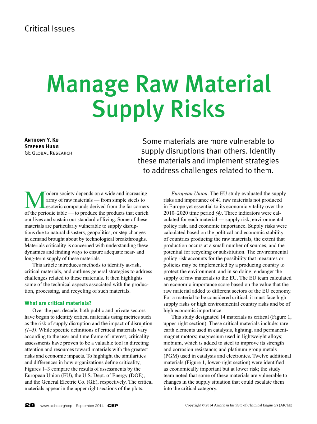 Manage Raw Material Supply Risks