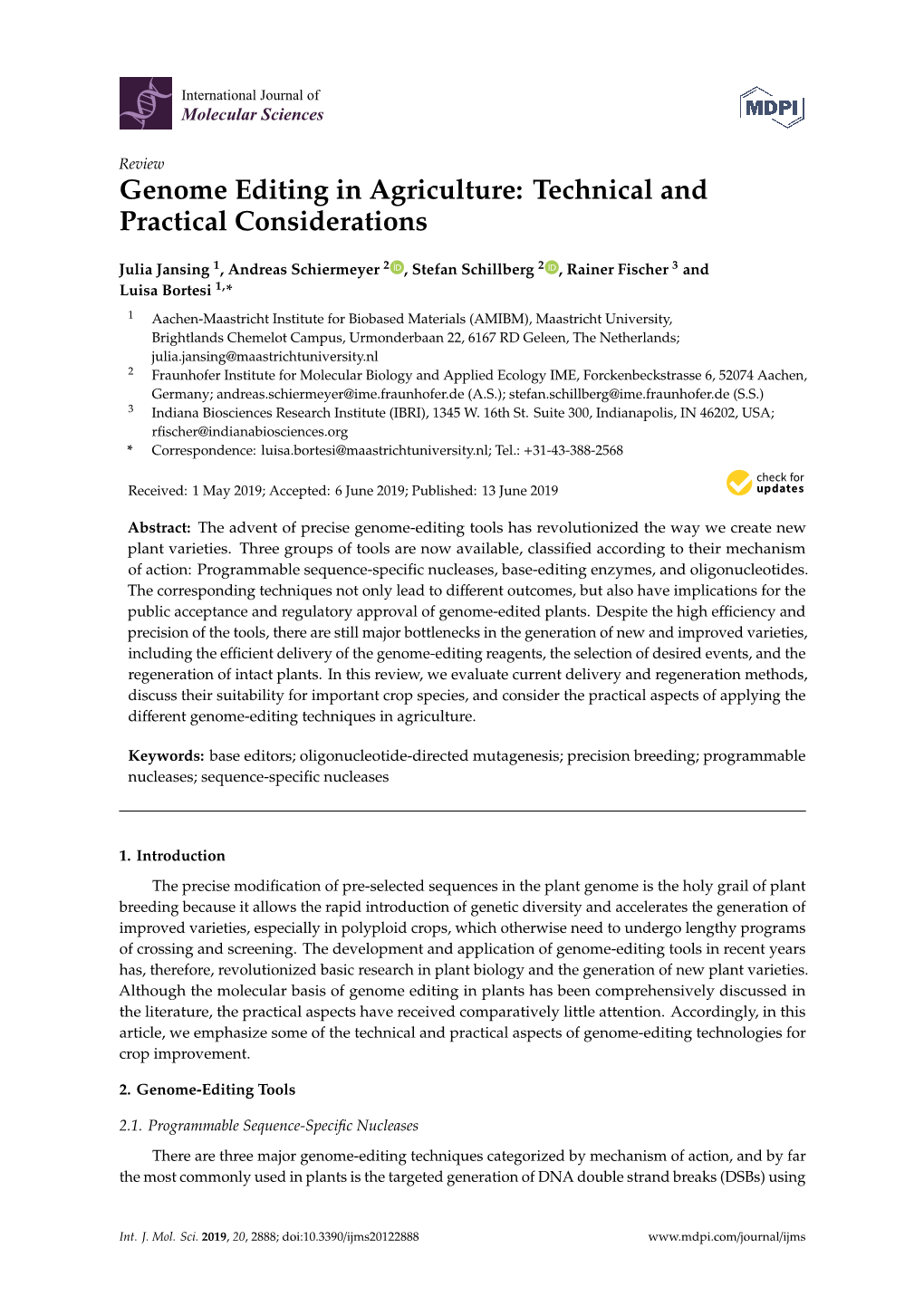 Genome Editing in Agriculture: Technical and Practical Considerations