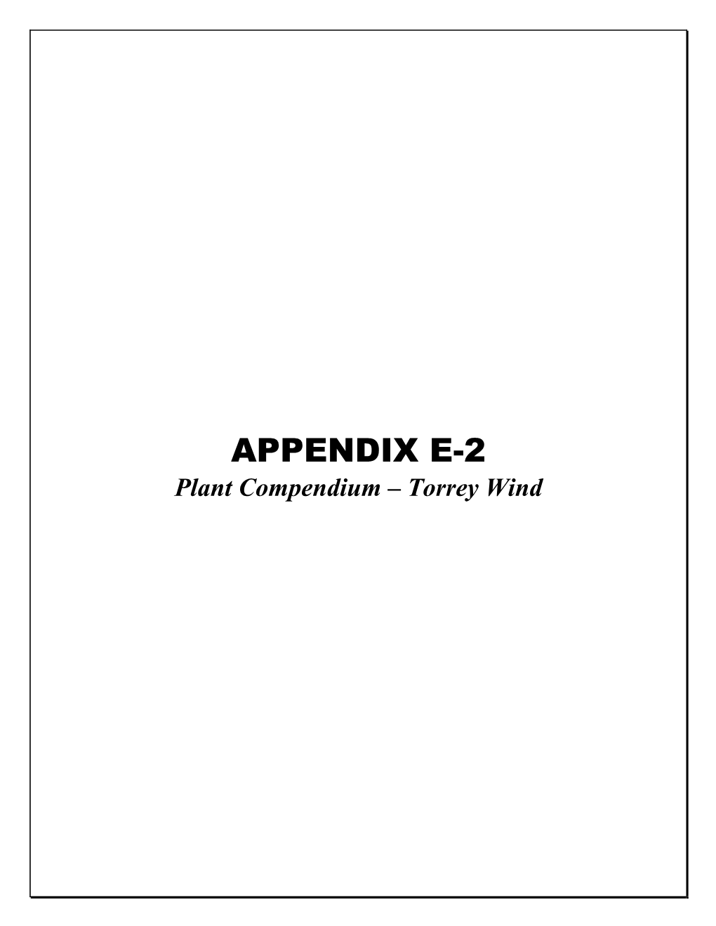 APPENDIX E-2 Plant Compendium – Torrey Wind