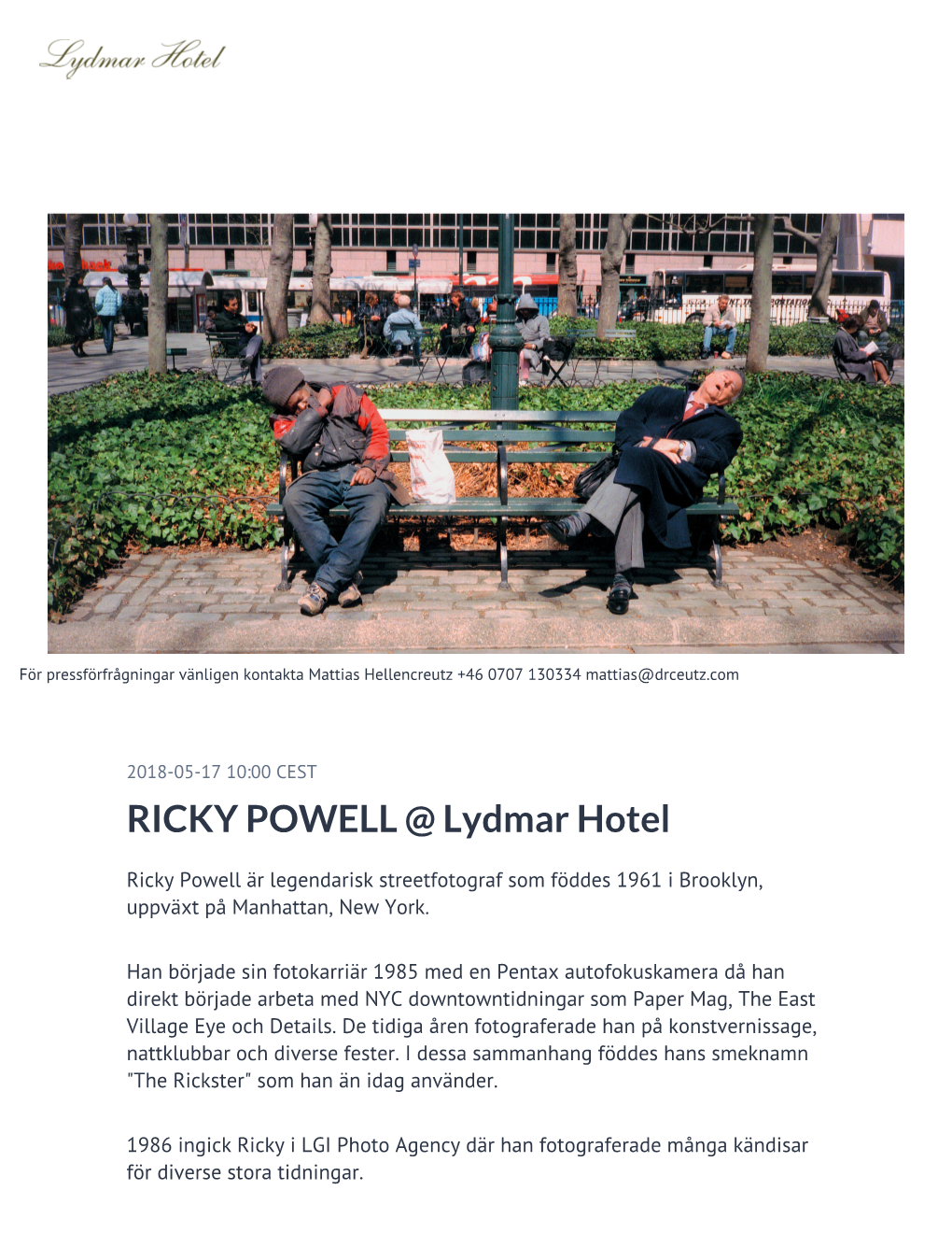 RICKY POWELL @ Lydmar Hotel