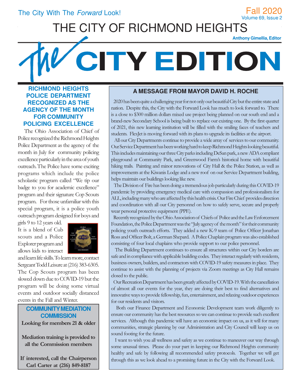 City Edition Newsletter Fall 2020