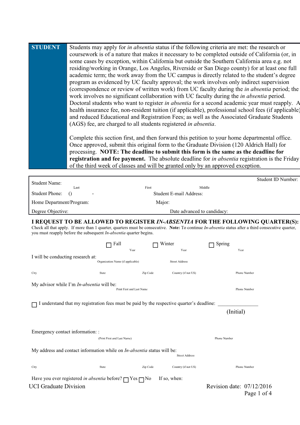 In-Absentia Registration