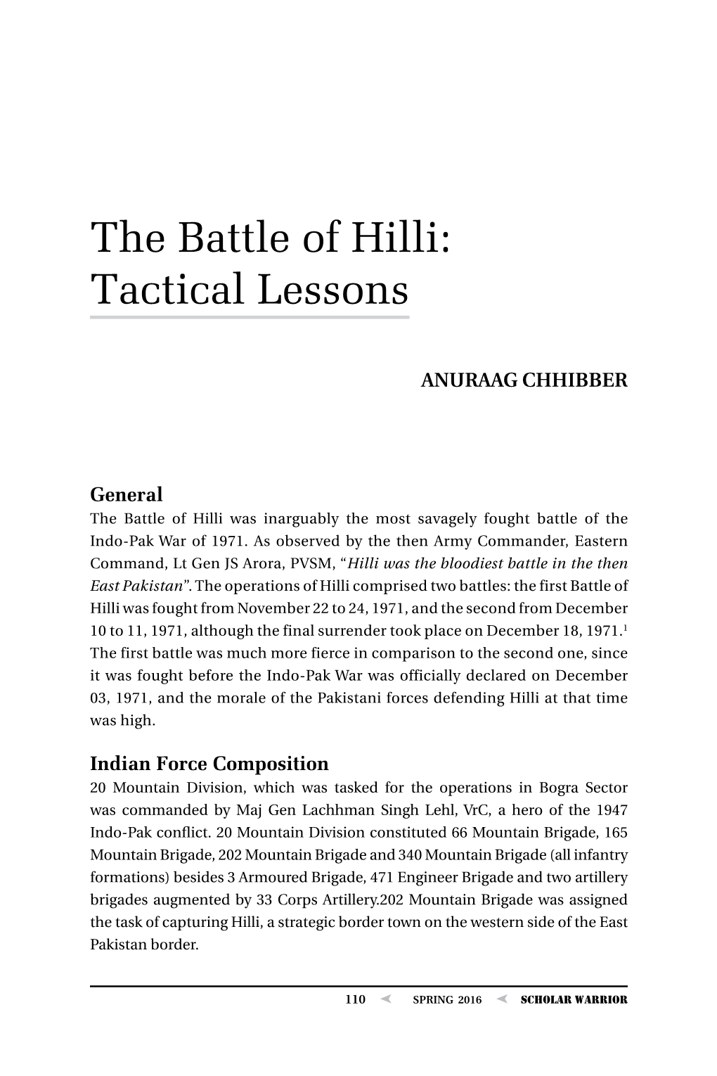 The Battle of Hilli: Tactical Lessons