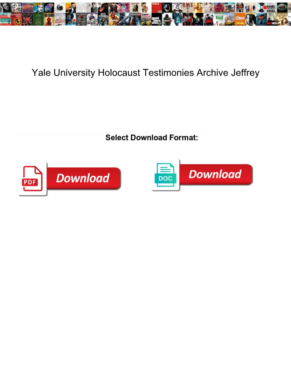 Yale University Holocaust Testimonies Archive Jeffrey