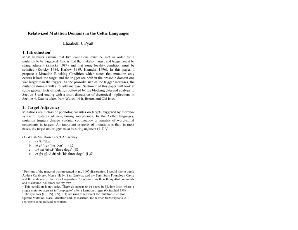 Relativized Mutation Domains in the Celtic Languages