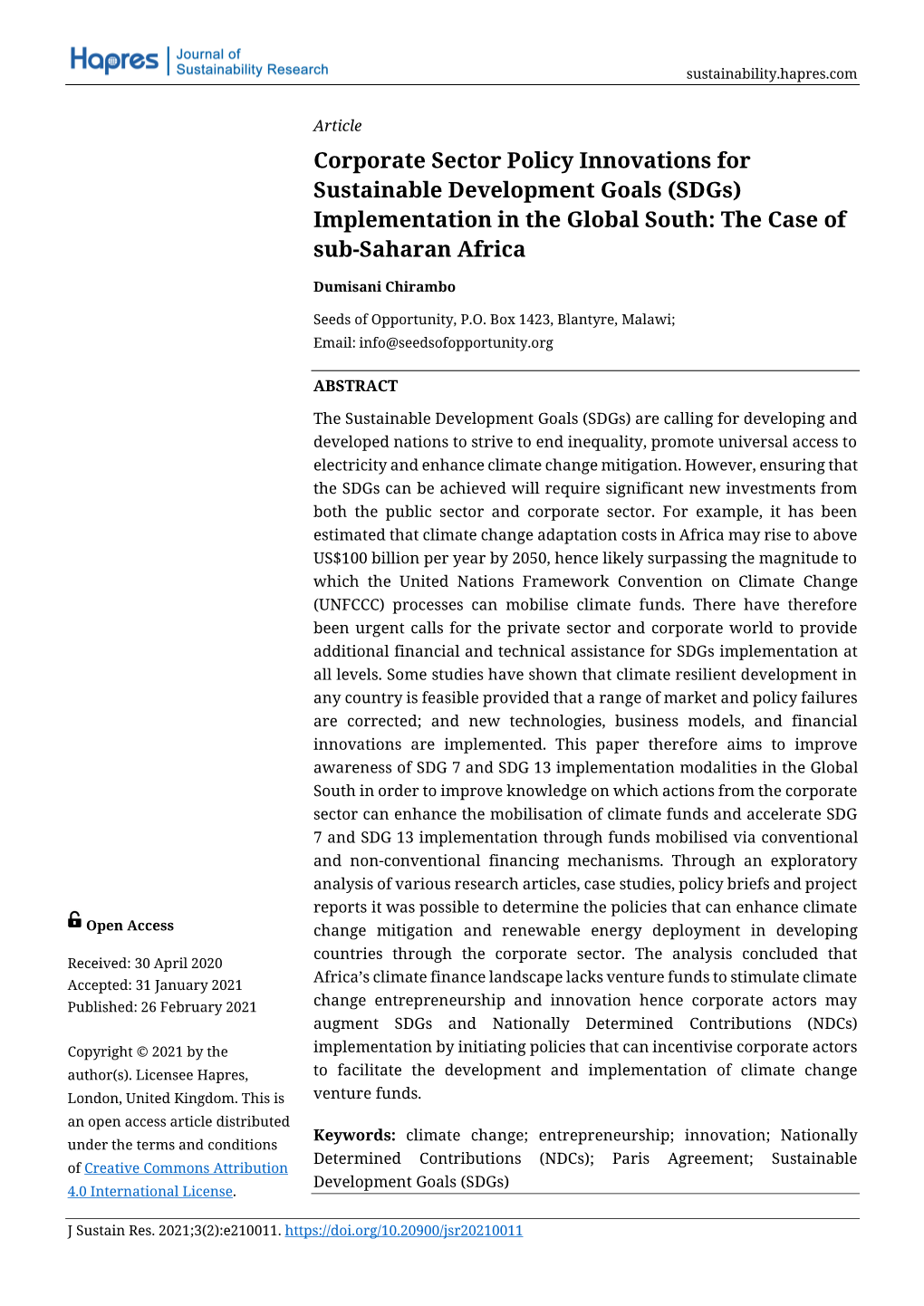 (Sdgs) Implementation in the Global South: the Case of Sub-Saharan Africa