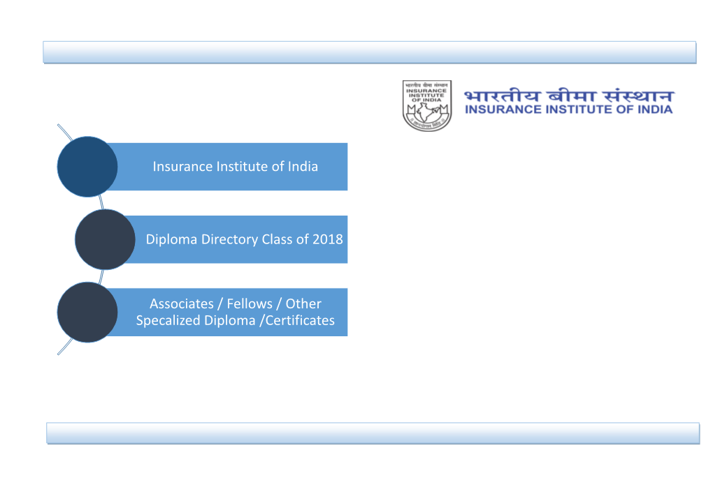 Insurance Institute of India Diploma Directory Class of 2018 Associates