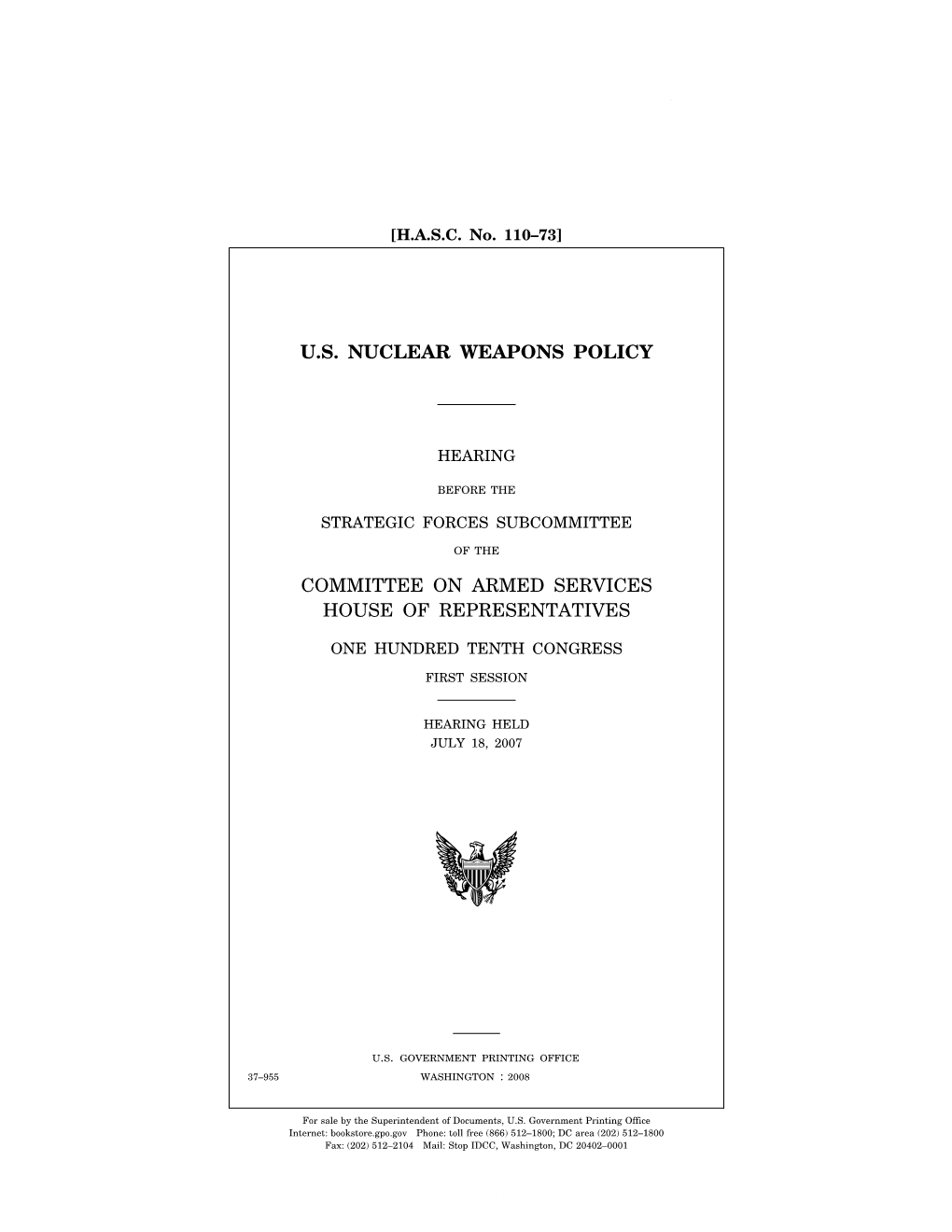 U.S. Nuclear Weapons Policy Committee on Armed